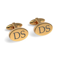 Two Initials Engraved Oval Cufflinks