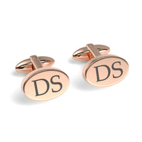 Two Initials Engraved Oval Cufflinks