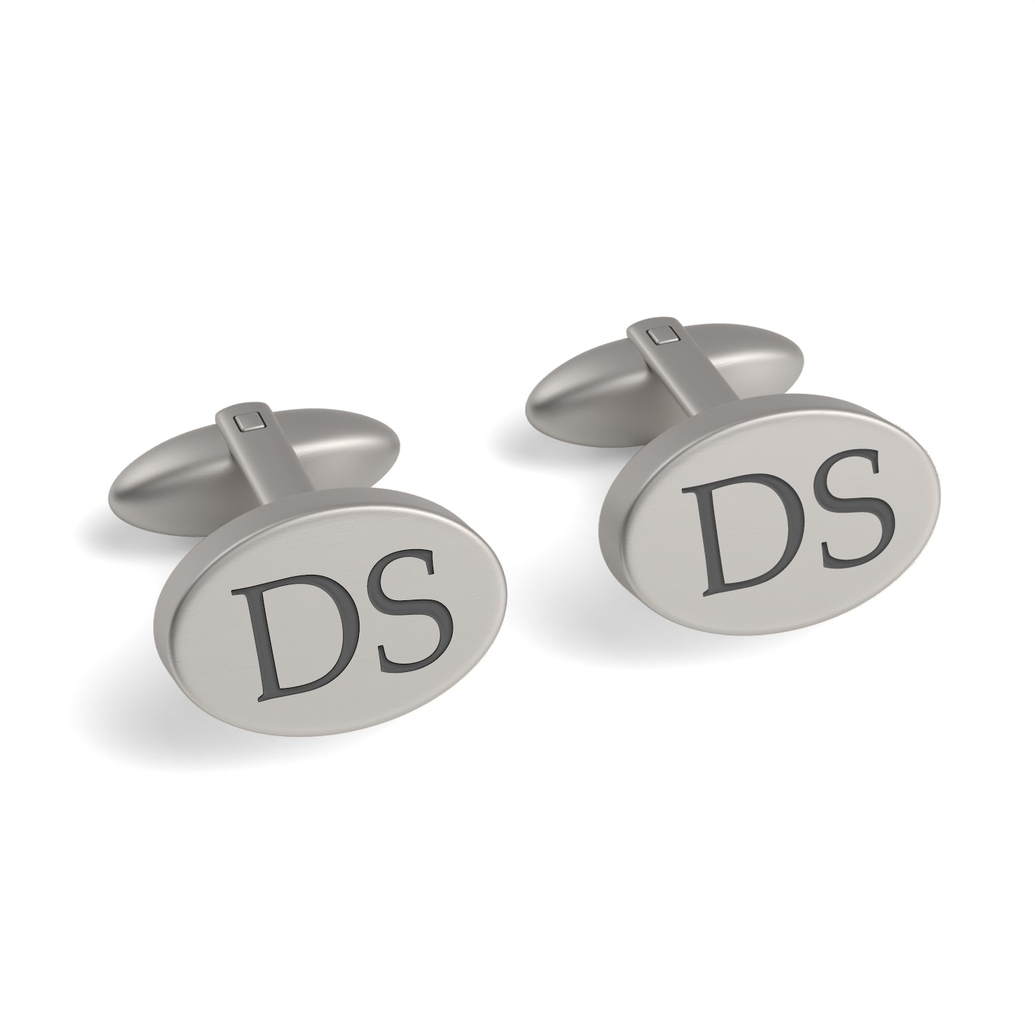 Two Initials Engraved Oval Cufflinks
