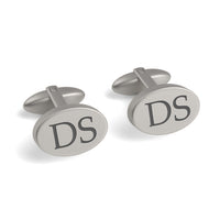 Two Initials Engraved Oval Cufflinks