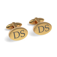 Two Initials Engraved Oval Cufflinks