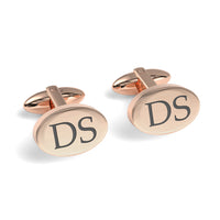 Two Initials Engraved Oval Cufflinks