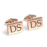 Two Initials Engraved Rectangle Cufflinks