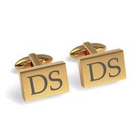 Two Initials Engraved Rectangle Cufflinks