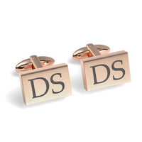 Two Initials Engraved Rectangle Cufflinks