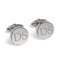 Two Initials Engraved Round Cufflinks