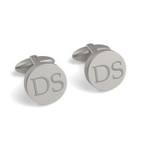 Two Initials Engraved Round Cufflinks