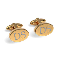 Two Initials Engraved Oval Cufflinks