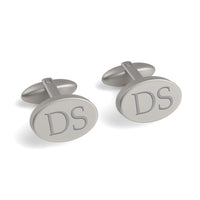 Two Initials Engraved Oval Cufflinks