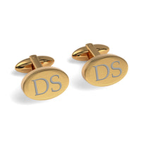 Two Initials Engraved Oval Cufflinks