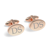 Two Initials Engraved Oval Cufflinks