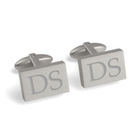 Two Initials Engraved Rectangle Cufflinks