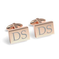 Two Initials Engraved Rectangle Cufflinks