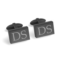 Two Initials Engraved Rectangle Cufflinks