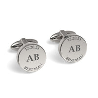 Wedding Role, Initials and Date Engraved Cufflinks