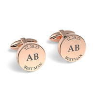 Wedding Role, Initials and Date Engraved Cufflinks