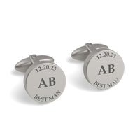 Wedding Role, Initials and Date Engraved Cufflinks