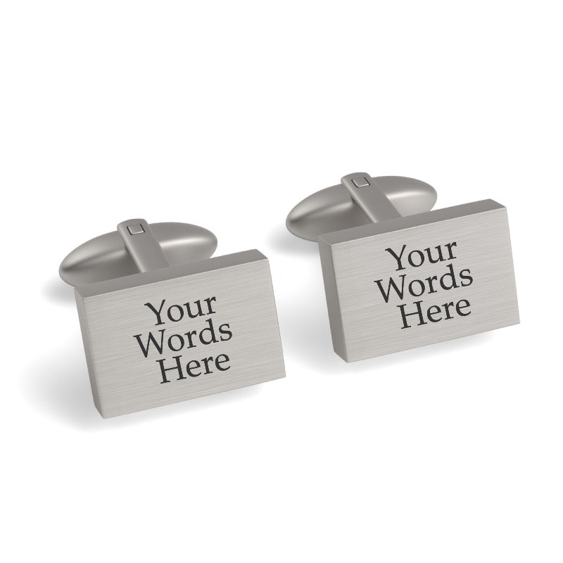 Custom Word Engraved Rectangle Cufflinks