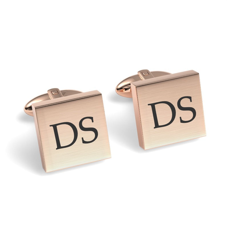 Two Initials Engraved Square Cufflinks