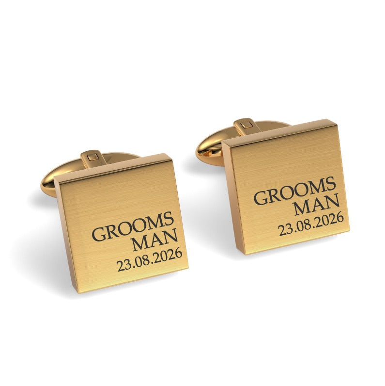 Groomsman & Date Engraved Wedding Square Cufflinks