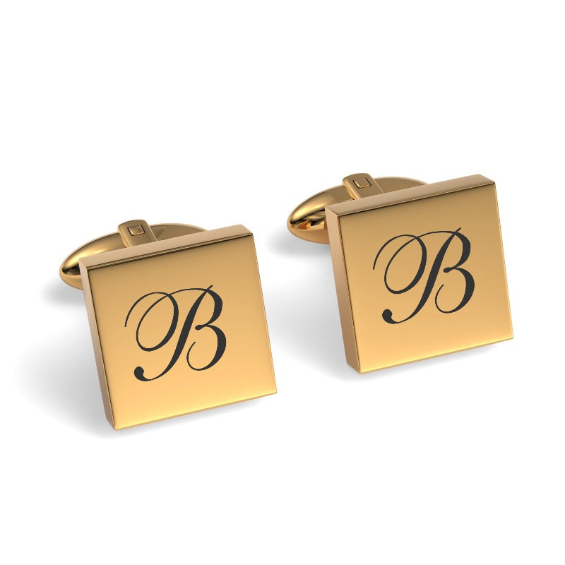 Large Initials Engraved Square Cufflinks