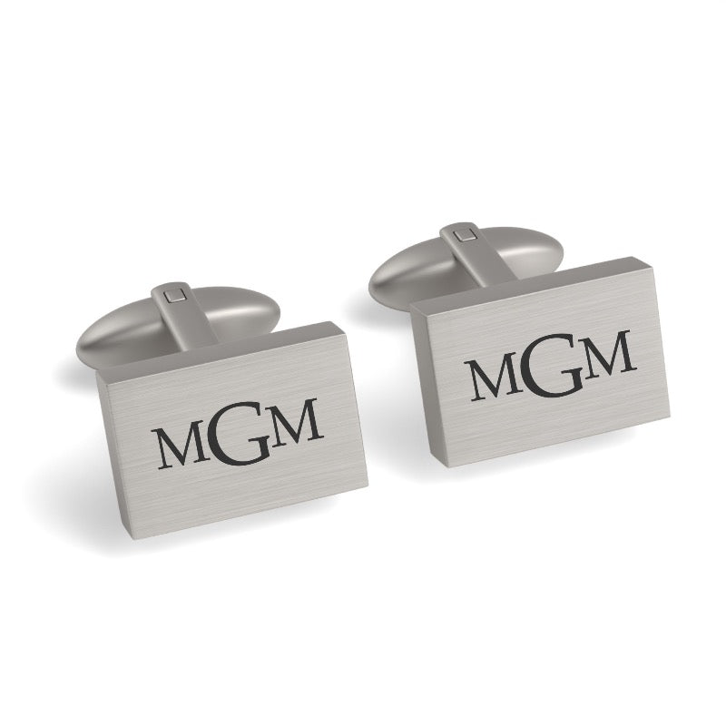 Engraved Monogram Initials Rectangle Cufflinks