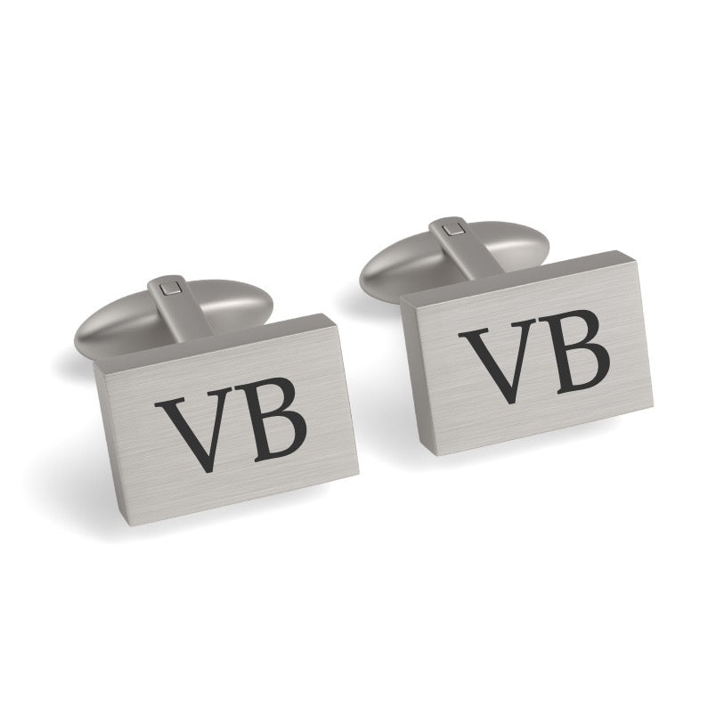 Two Initials Engraved Rectangle Cufflinks