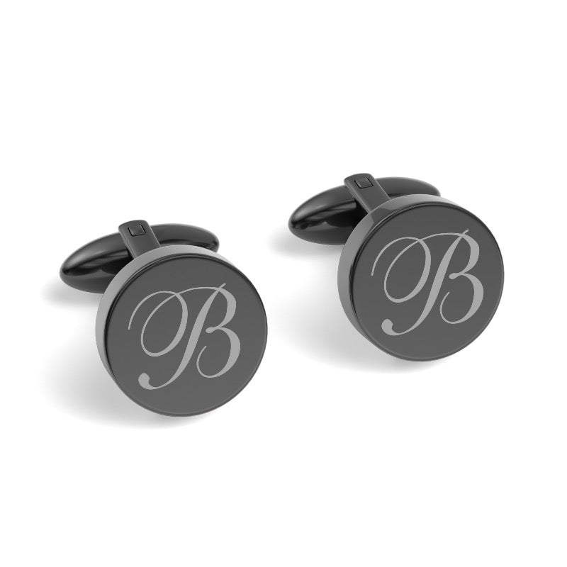 Large Initials Engraved Round Cufflinks