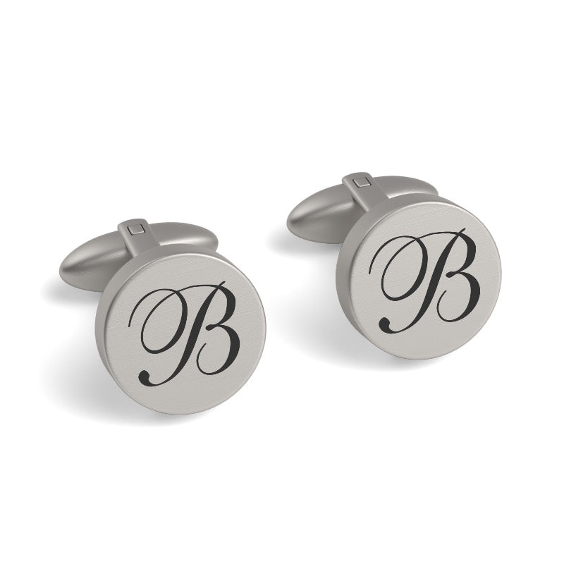 Large Initials Engraved Round Cufflinks