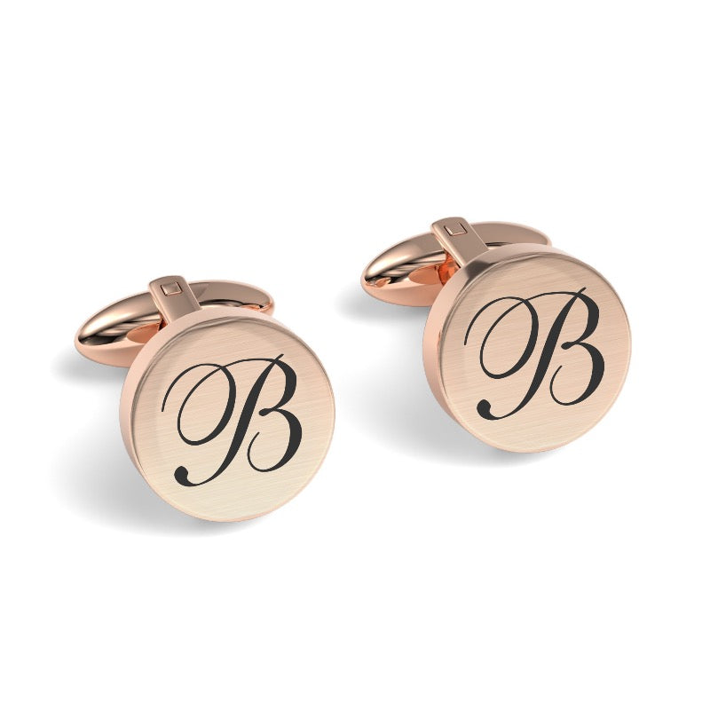 Large Initials Engraved Round Cufflinks