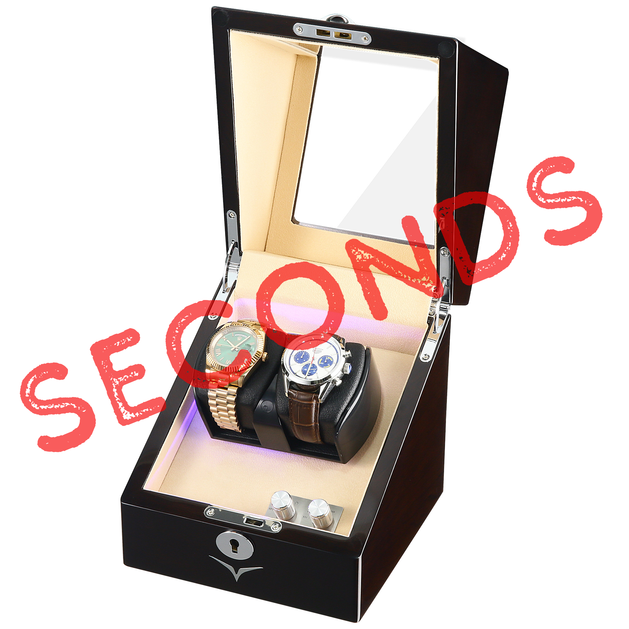 Seconds - Lindeman Mahogany Watch Winder Box for 2 Watches (Single Rotor) (D)