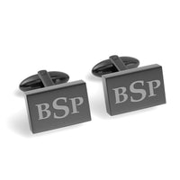 Engraved Monogram Initials Rectangle Cufflinks