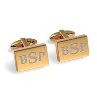 Engraved Monogram Initials Rectangle Cufflinks
