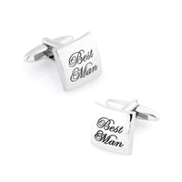 Best Man Curved Silver  Wedding Cufflinks