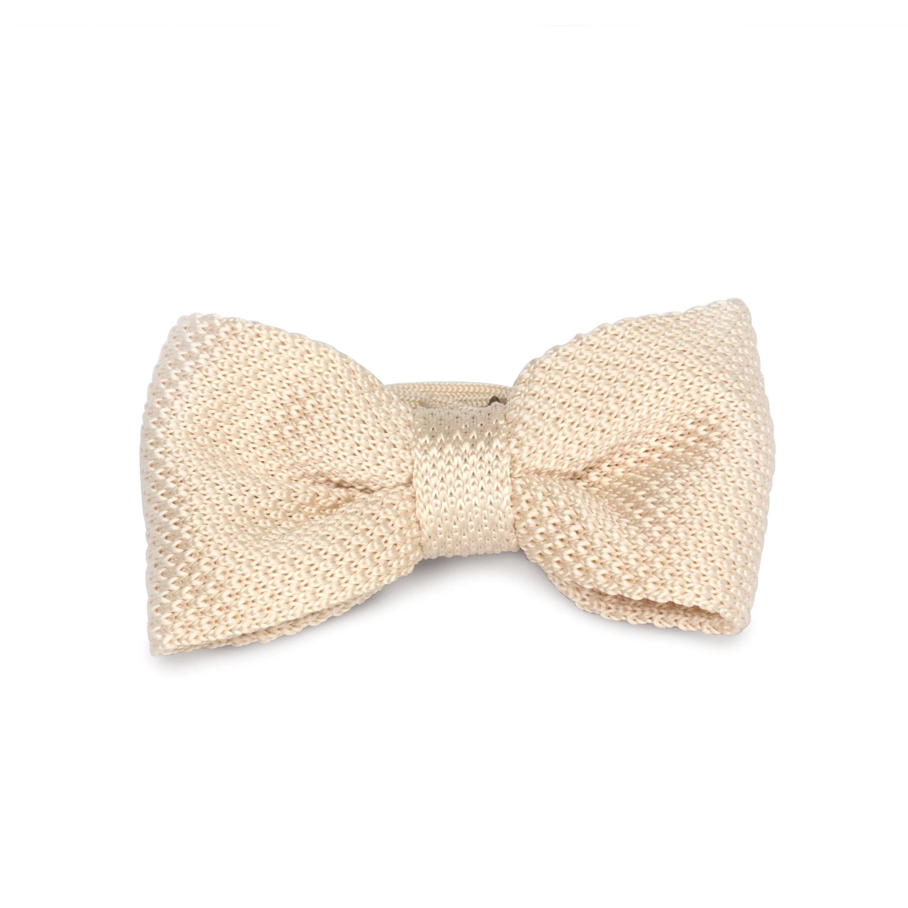 Adult Knit Bow Tie - White Cream Bow Ties Clinks Australia 