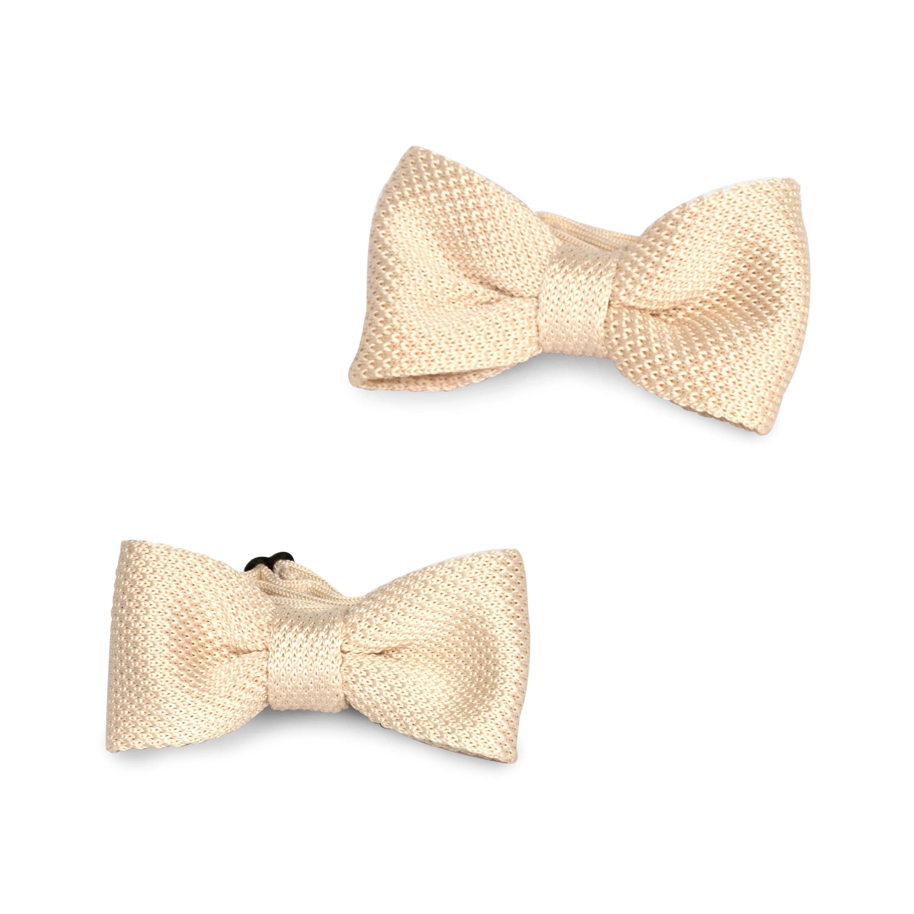 Adult Knit Bow Tie - White Cream Bow Ties Clinks Australia 