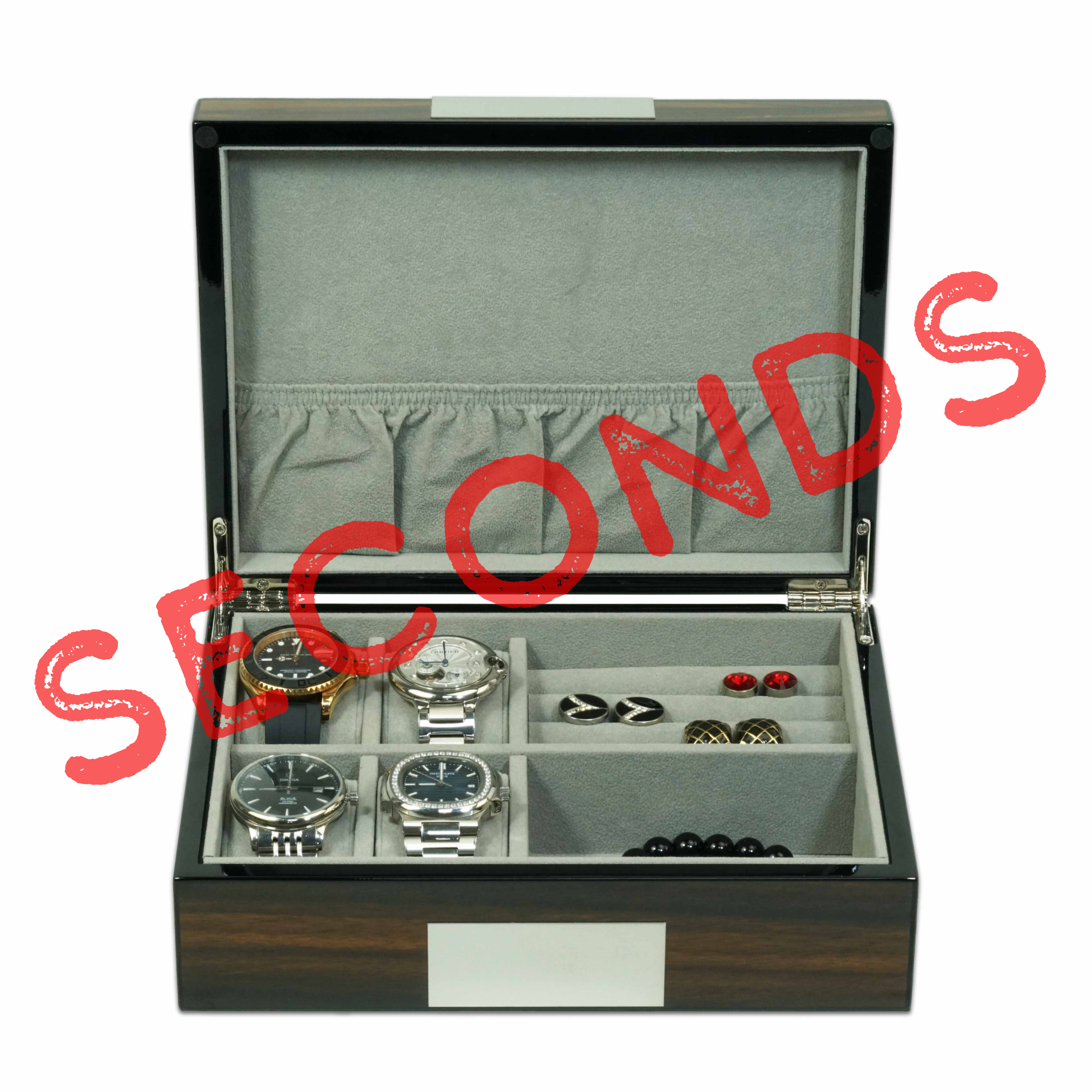 Seconds - Ebony Wooden Cufflink Watch Box