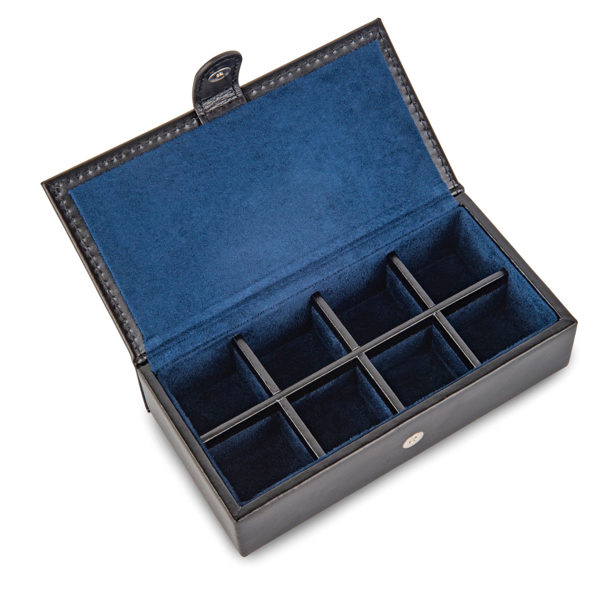 8 Pair Bonded Leather Black/Blue Cufflink Storage Box Cufflink Boxes Clinks Australia 8 Pair Bonded Leather Black/Blue Cufflink Storage Box 