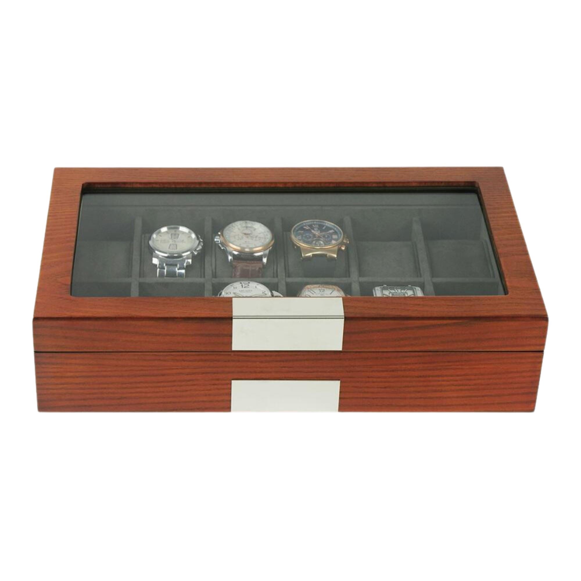 Mahogany Watch Storage Box for 12 Watches Watch Boxes Clinks 