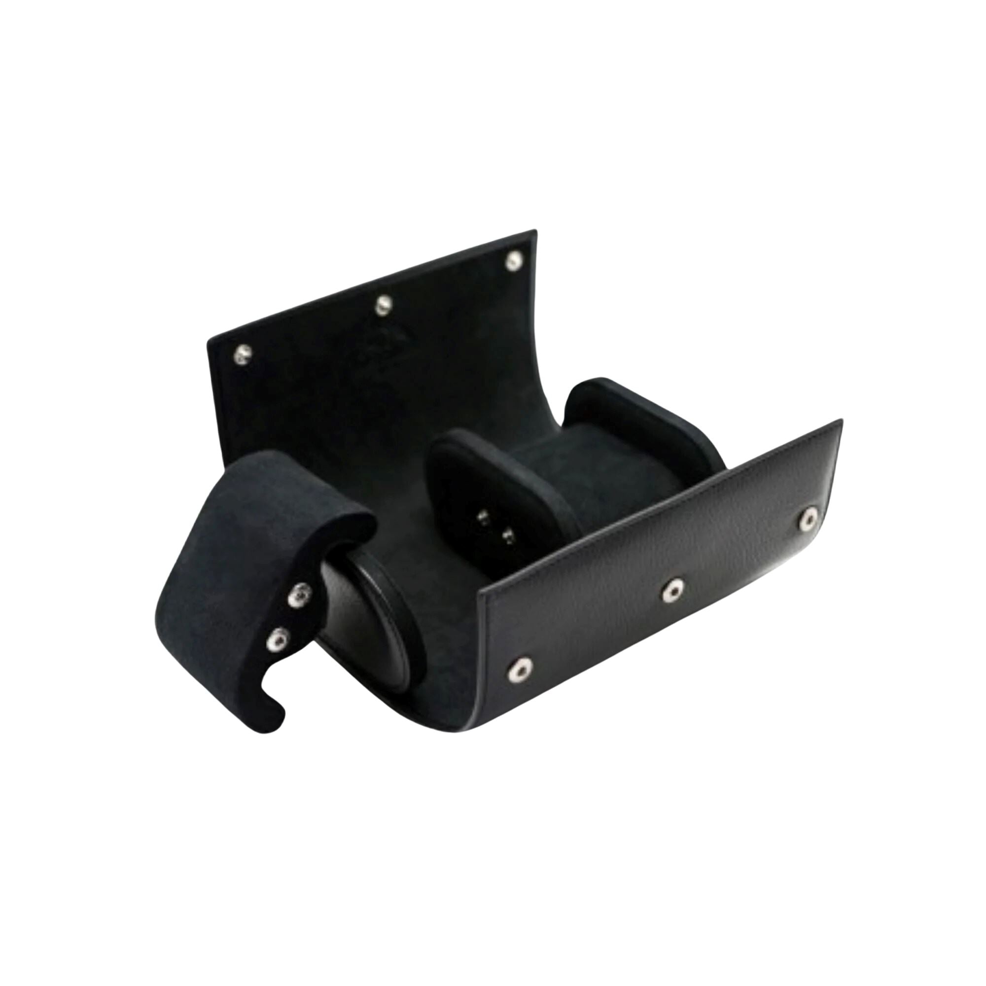 Watch Roll Case for 2 in Black Vegan Leather Watch Boxes Clinks 
