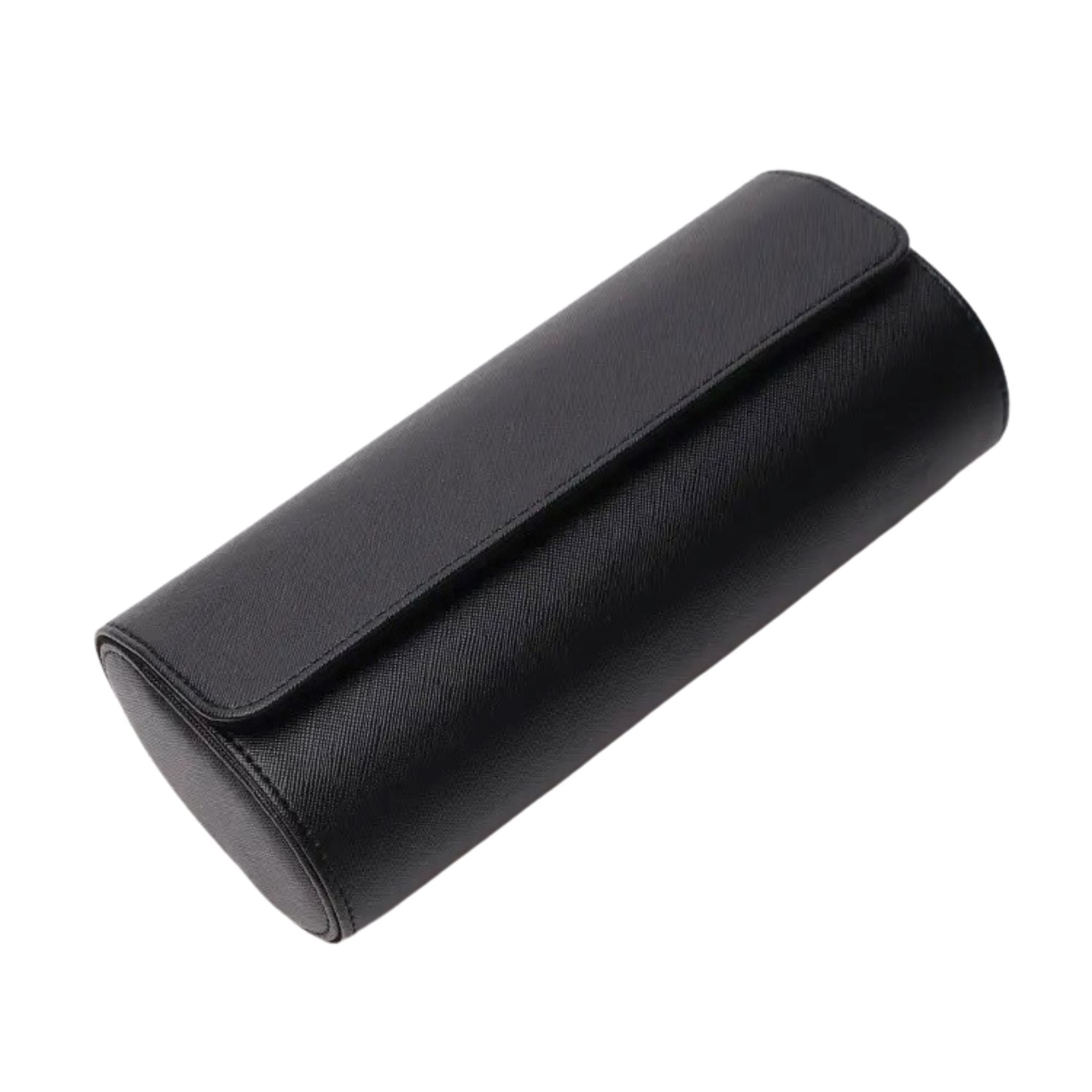 Watch Roll Case for 3 in Black Vegan Leather Watch Boxes Clinks 