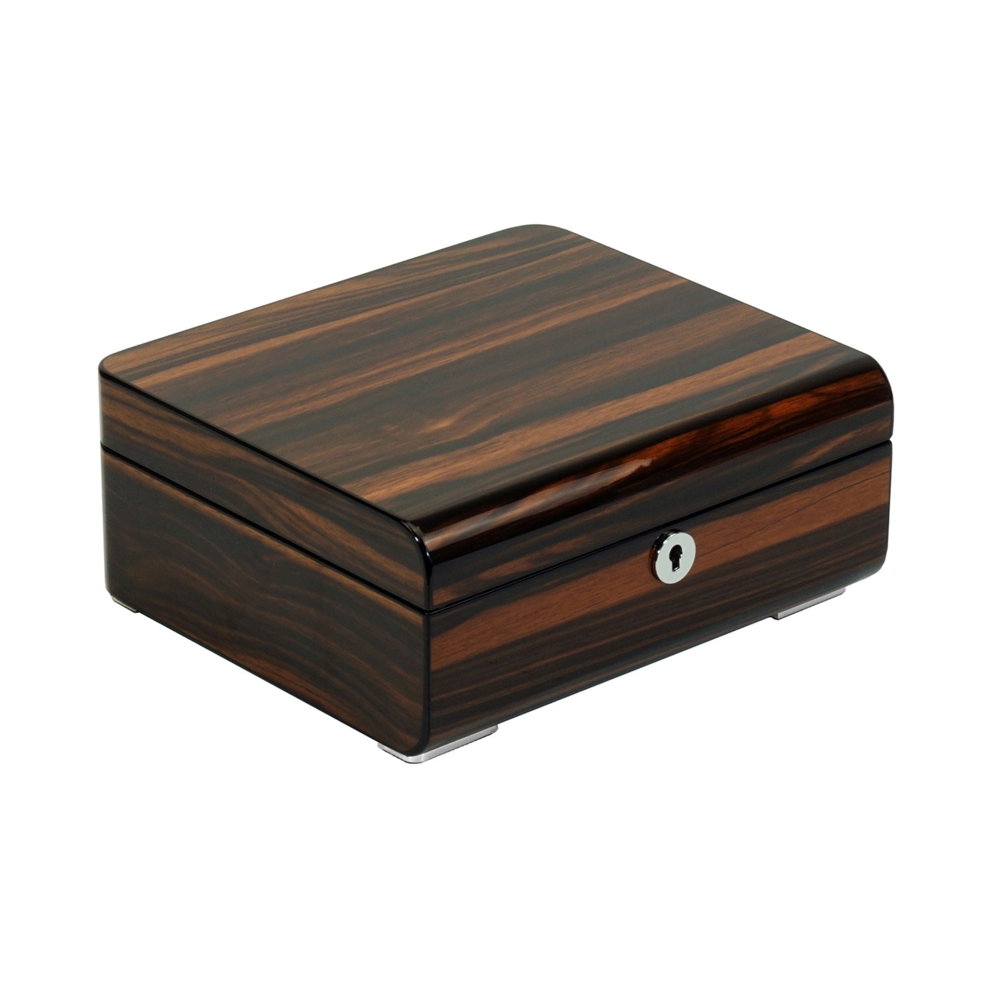 6 Slots Watch Box with Lock in Wooden Ebony Watch Boxes Clinks 