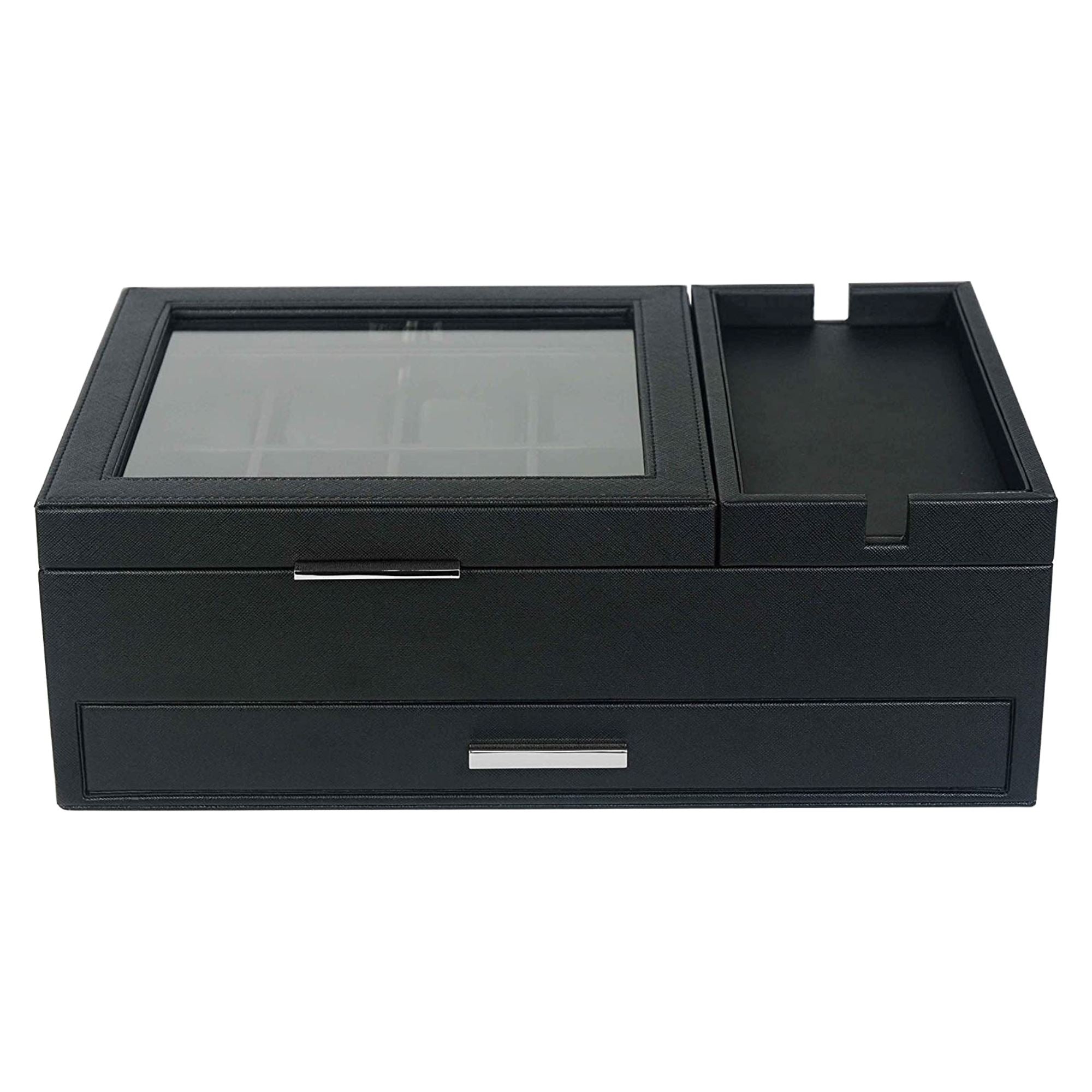 8 Slots Watch Box with Drawer in Black Watch Boxes Clinks 