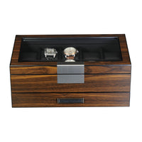 10 Slots Ebony Wooden Watch Box with Drawer Watch Boxes Clinks