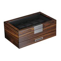 10 Slots Ebony Wooden Watch Box with Drawer Watch Boxes Clinks