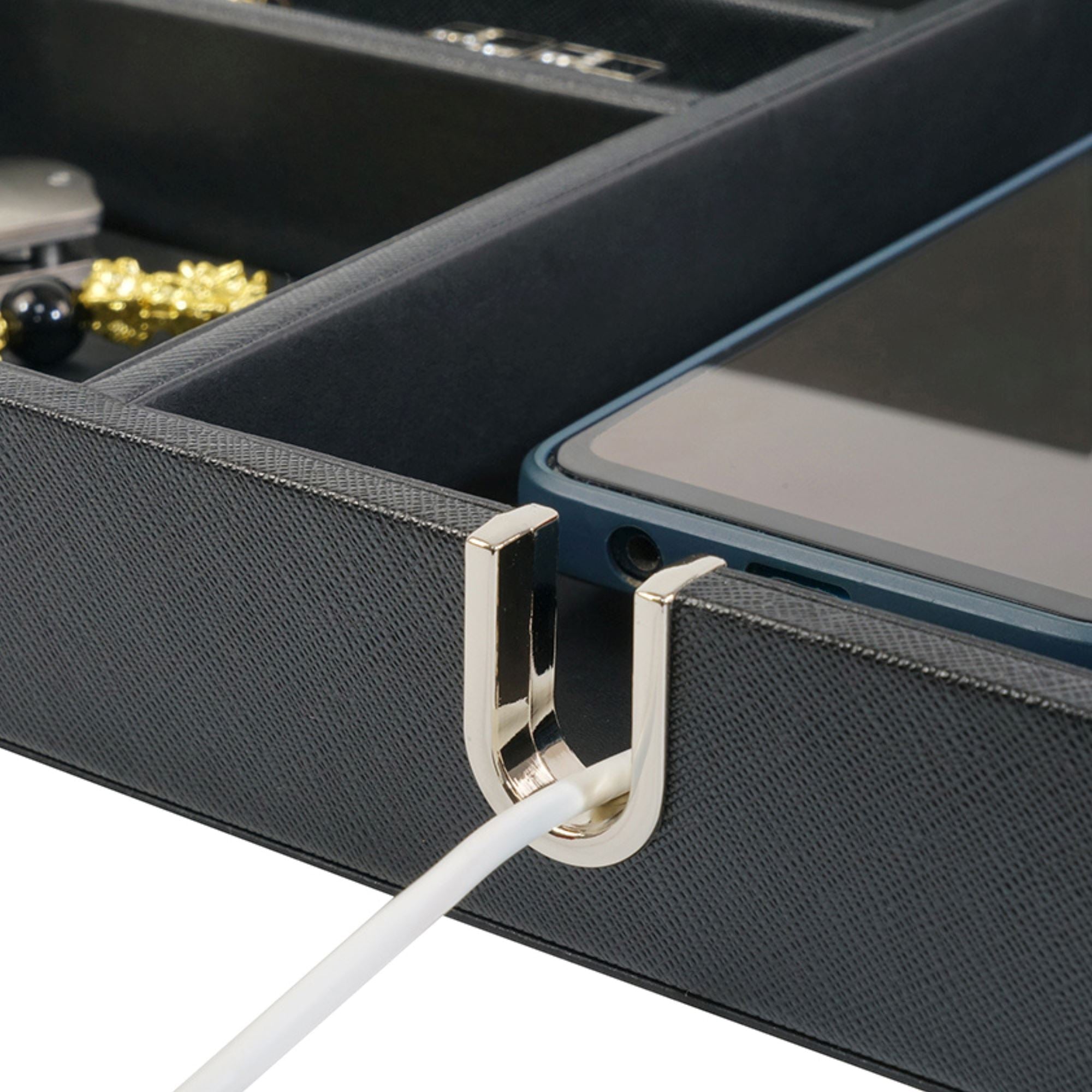 Black Vegan Leather Valet Tray Watch Boxes Clinks Australia 