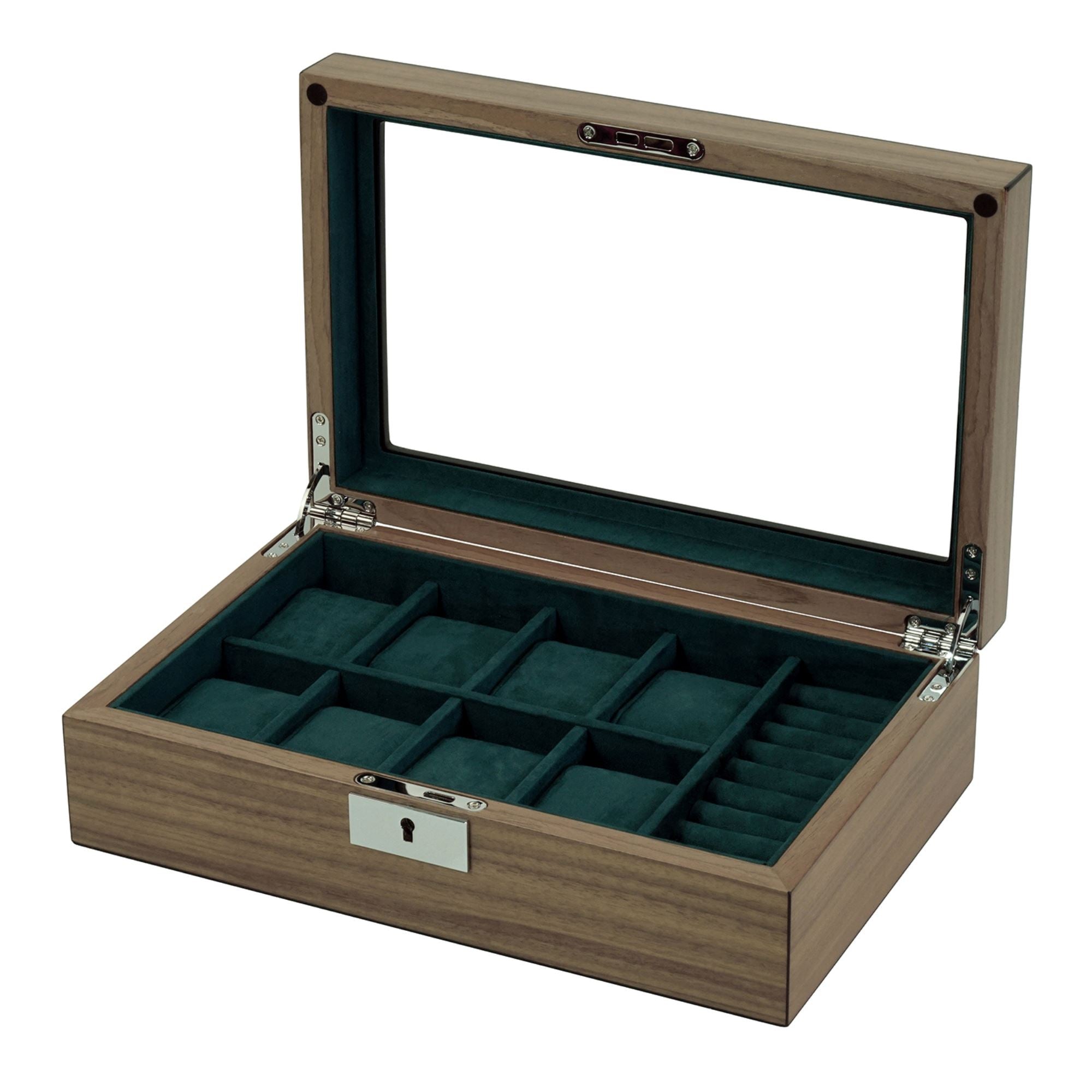 8 Slots Walnut Wooden Watch Box with Cufflinks Storage Watch Boxes Clinks Australia 