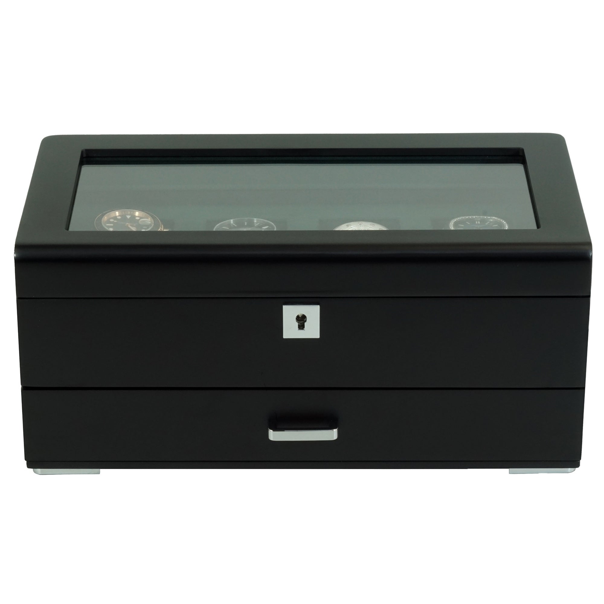 Seconds - 4 Slots Wooden Watch Box with Green Interior and Drawer