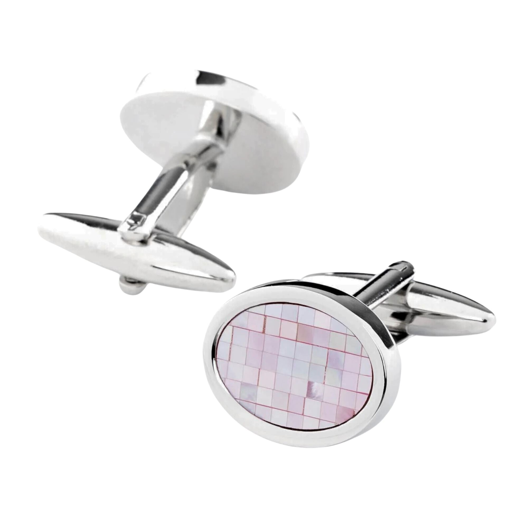 Pink Mother of Pearl Mosaic Oval Cufflinks Classic & Modern Cufflinks Clinks Australia Default 