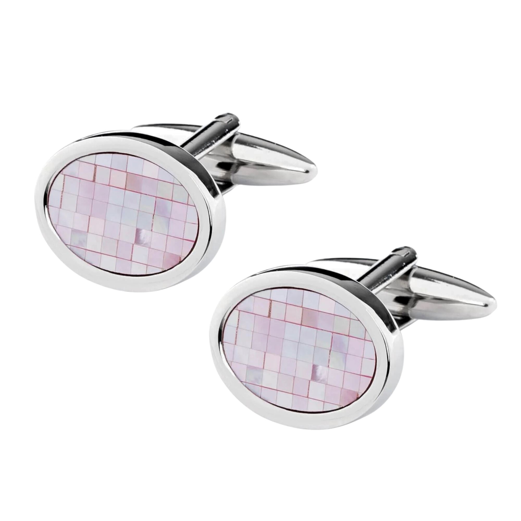 Pink Mother of Pearl Mosaic Oval Cufflinks Classic & Modern Cufflinks Clinks Australia 